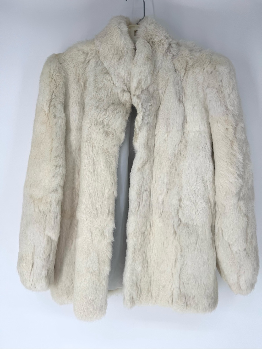 Vintage white rabbit Fur Women's Coat - Elegant Winter Jacket